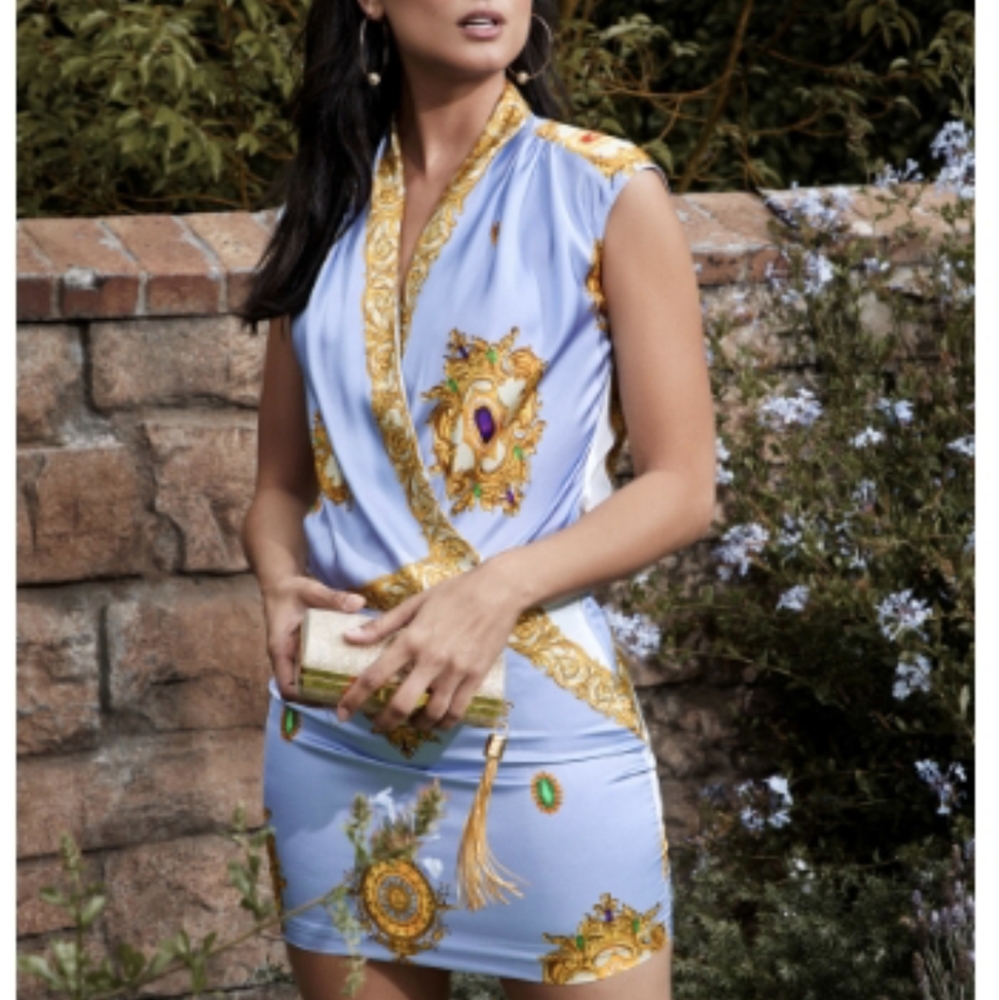 Marciano Blue and Gold Mini Dress NEW!